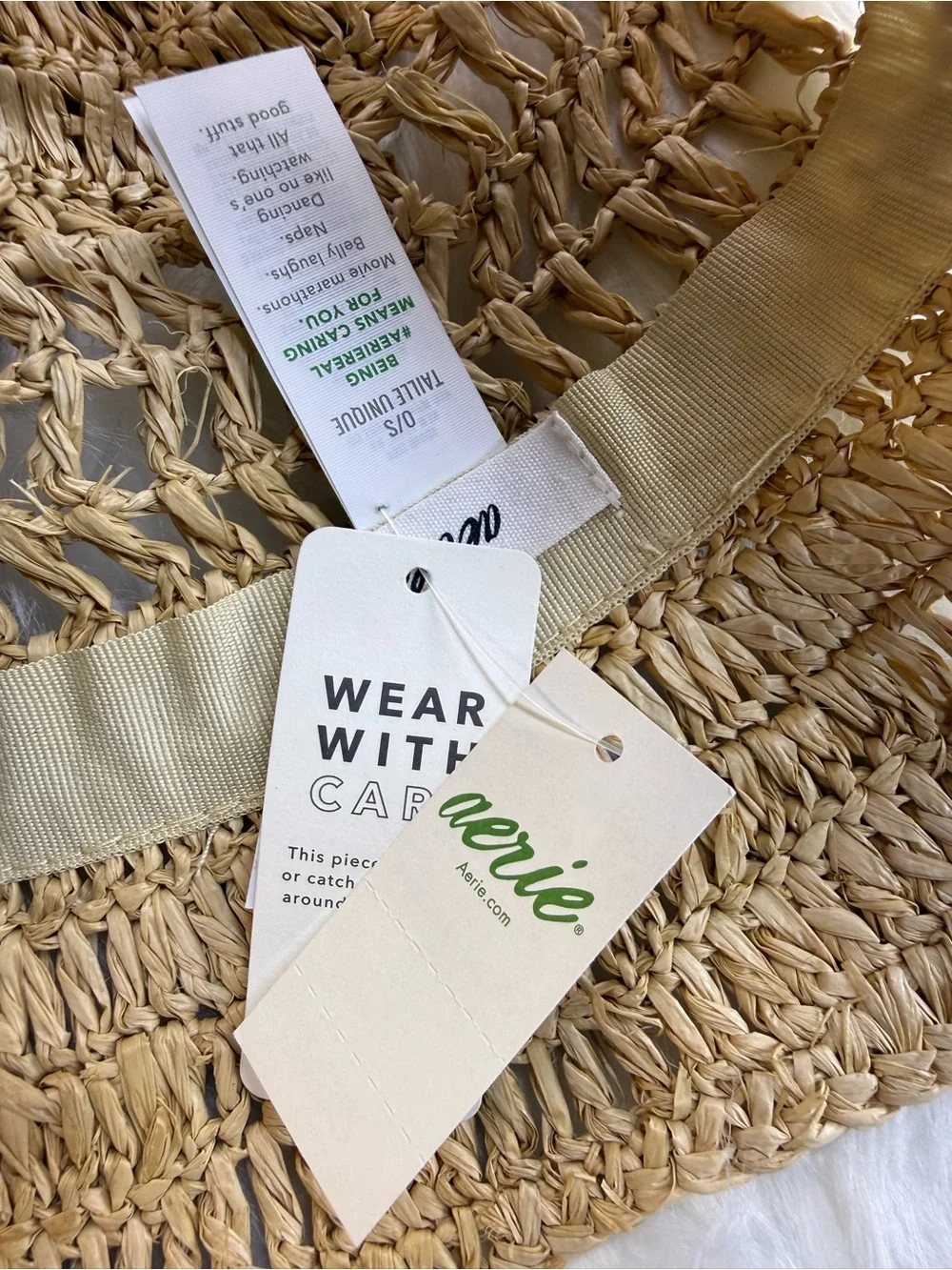 aerie Neutral Crochet Bucket Hat - Beige